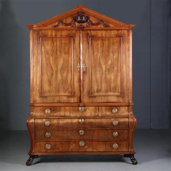 Grote foto antieke kast hollands louis seize kabinet ca. 1780 in blond mahonie met 13 laden no.570332 antiek en kunst stoelen en banken