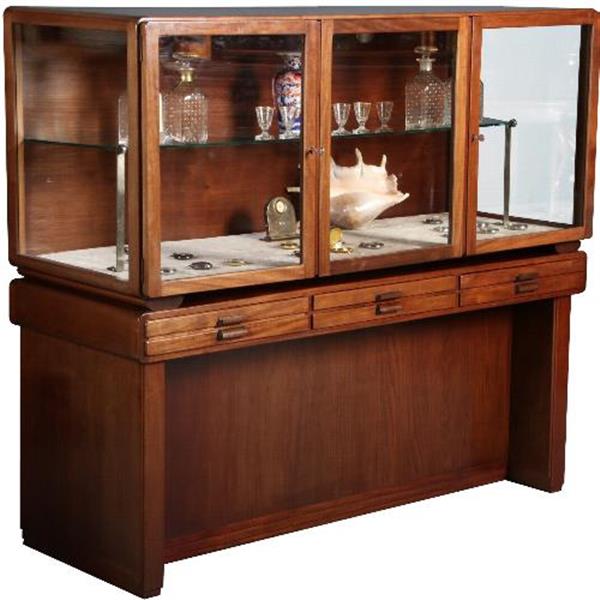 Grote foto antieke kast mahonie vitrine amsterdamse school ca. 1915 met 4 kine laden no.591036 antiek en kunst stoelen en banken