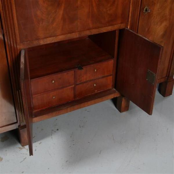 Grote foto brede empire secretaire of bar met zijkasten ca. 1810 in mahonie met marmer no.602117 antiek en kunst stoelen en banken