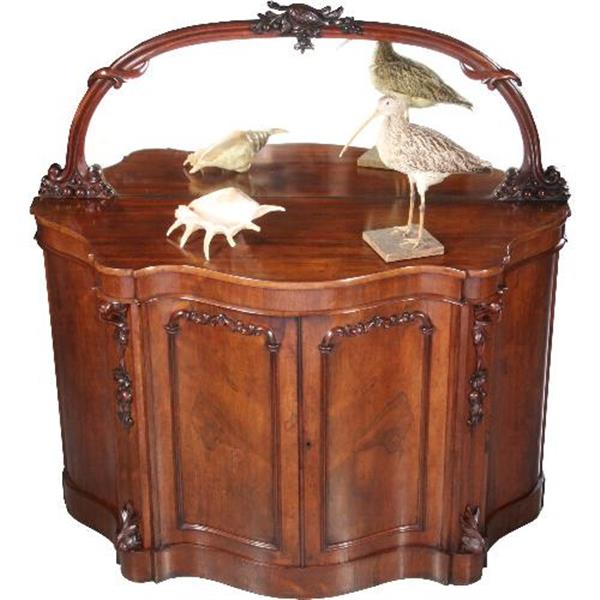 Grote foto antieke kast lage mahonie kast dressoir met spiegel serpentine shaped ca. 1870 met spiegelwand antiek en kunst spiegels