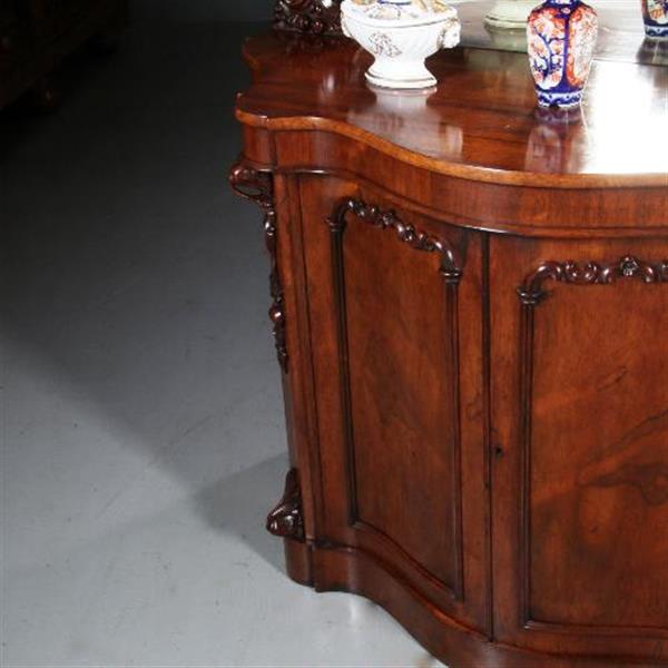 Grote foto antieke kast lage mahonie kast dressoir met spiegel serpentine shaped ca. 1870 met spiegelwand antiek en kunst spiegels