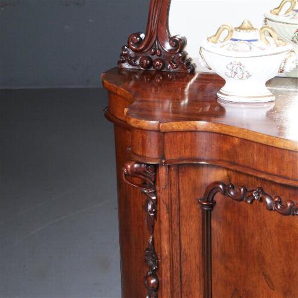Grote foto antieke kast lage mahonie kast dressoir met spiegel serpentine shaped ca. 1870 met spiegelwand antiek en kunst spiegels