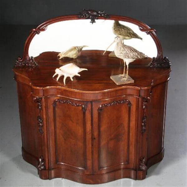 Grote foto antieke kast lage mahonie kast dressoir met spiegel serpentine shaped ca. 1870 met spiegelwand antiek en kunst spiegels