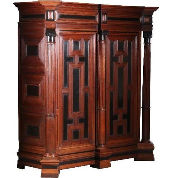 Grote foto antieke kast utrechtse kast 17e eeuw eiken met ebben op sloffen no.610255 antiek en kunst stoelen en banken