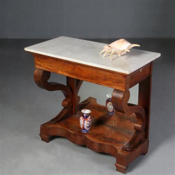 Grote foto antieke bijzettafels hollandse wandtafel of trumeau met 2 zij lade ca. 1840 no.602121 antiek en kunst stoelen en banken
