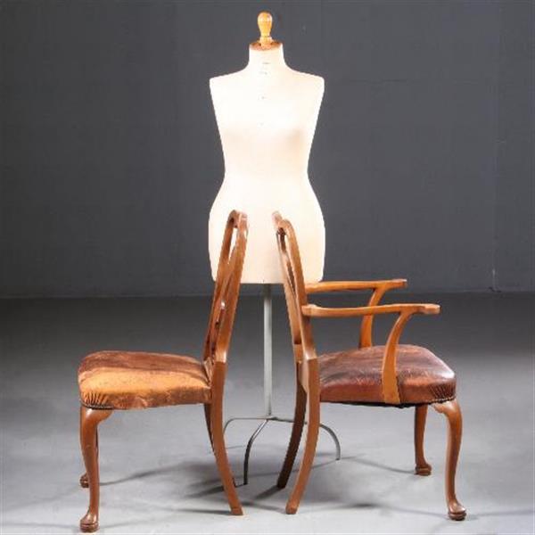 Grote foto antieke stoelen stel van 8 eetkamerstoelen 2 met armleuningen ca. 1920 prijs incl bekleding naar antiek en kunst stoelen en banken