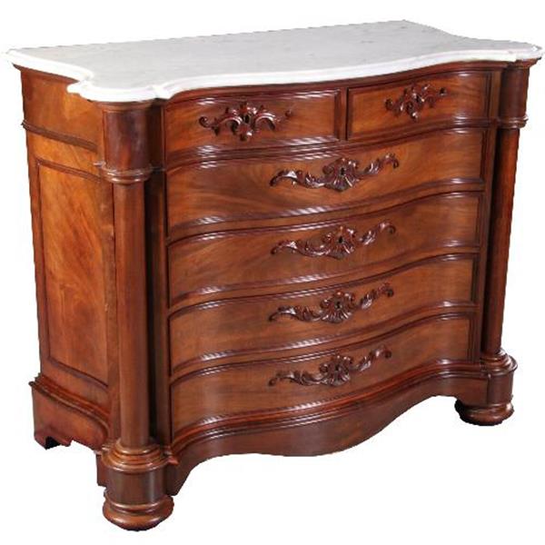 Grote foto antieke kasten orgelgebogen commode mat wit marmer ca. 1870 zeer rijk uitgevoerd meubel no.70096 antiek en kunst stoelen en banken