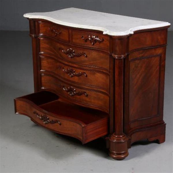 Grote foto antieke kasten orgelgebogen commode mat wit marmer ca. 1870 zeer rijk uitgevoerd meubel no.70096 antiek en kunst stoelen en banken