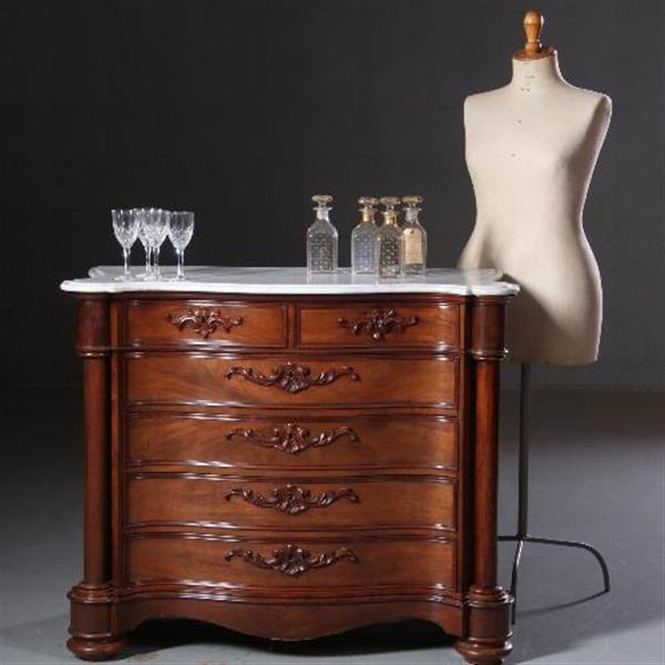 Grote foto antieke kasten orgelgebogen commode mat wit marmer ca. 1870 zeer rijk uitgevoerd meubel no.70096 antiek en kunst stoelen en banken