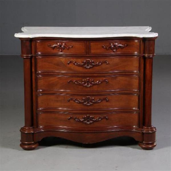 Grote foto antieke kasten orgelgebogen commode mat wit marmer ca. 1870 zeer rijk uitgevoerd meubel no.70096 antiek en kunst stoelen en banken
