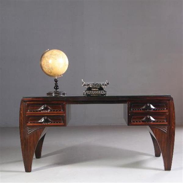 Grote foto antieke bureaus groot coromandel bureau met bureaustoel art deco ca. 1910 no.702548 antiek en kunst stoelen en banken