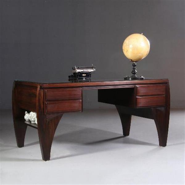 Grote foto antieke bureaus groot coromandel bureau met bureaustoel art deco ca. 1910 no.702548 antiek en kunst stoelen en banken