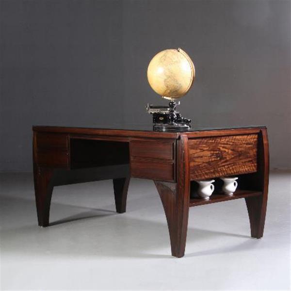 Grote foto antieke bureaus groot coromandel bureau met bureaustoel art deco ca. 1910 no.702548 antiek en kunst stoelen en banken