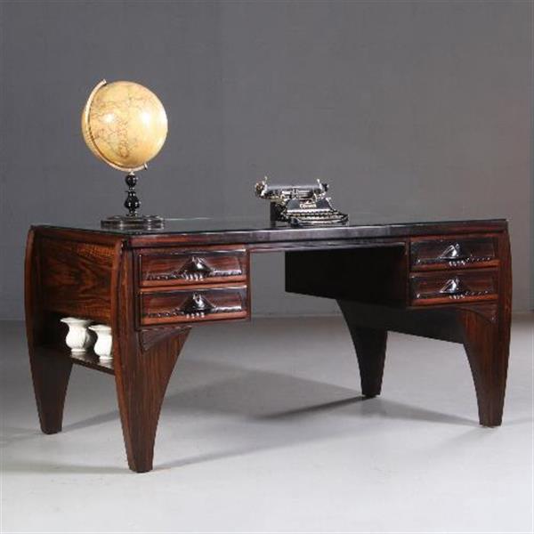 Grote foto antieke bureaus groot coromandel bureau met bureaustoel art deco ca. 1910 no.702548 antiek en kunst stoelen en banken
