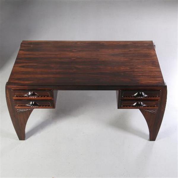 Grote foto antieke bureaus groot coromandel bureau met bureaustoel art deco ca. 1910 no.702548 antiek en kunst stoelen en banken