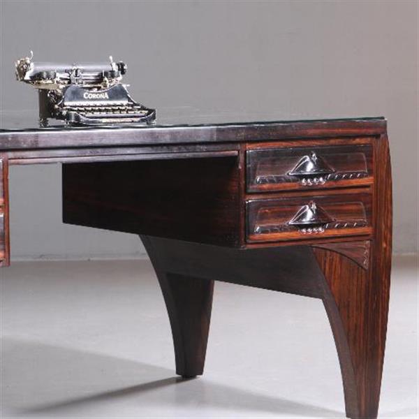 Grote foto antieke bureaus groot coromandel bureau met bureaustoel art deco ca. 1910 no.702548 antiek en kunst stoelen en banken