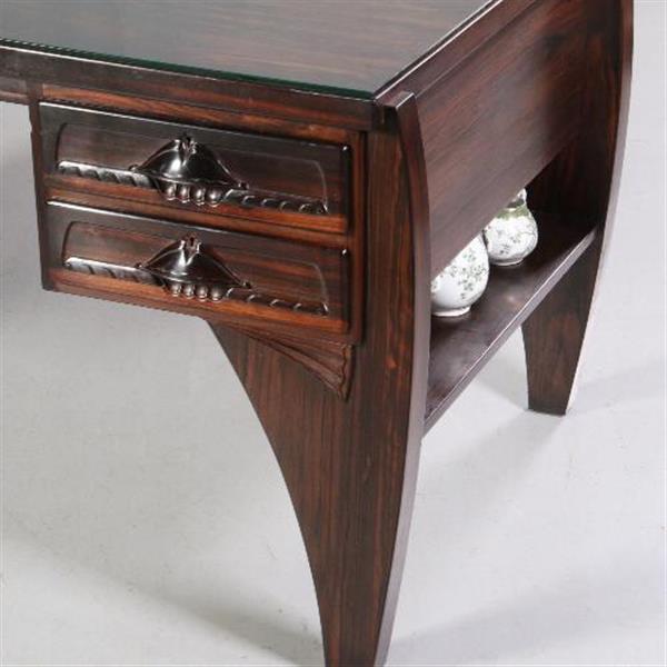 Grote foto antieke bureaus groot coromandel bureau met bureaustoel art deco ca. 1910 no.702548 antiek en kunst stoelen en banken