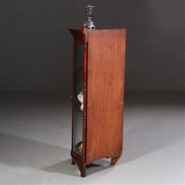 Grote foto antieke kast kwartronde hoekkast in mahonie ca. 1890 met gebogen ruiten no.722117 antiek en kunst stoelen en banken