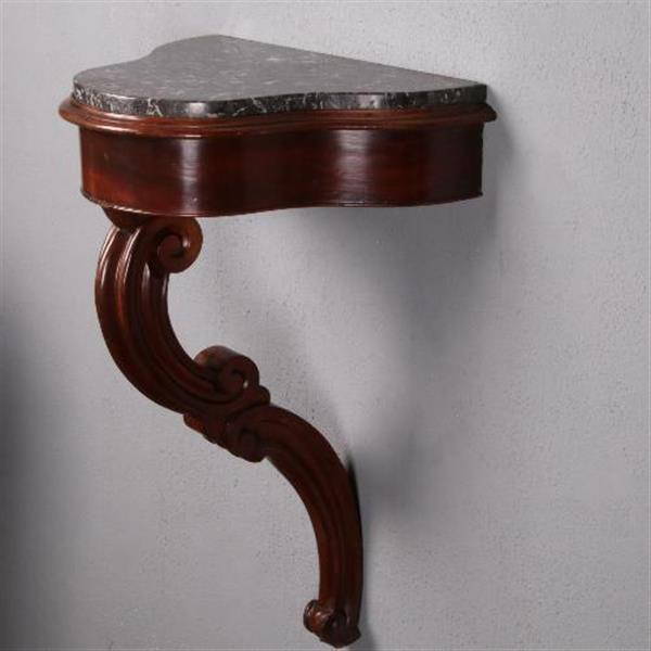Grote foto antiek wandconsole wandtafel in mahonie ca. 1850 met marmer no.470444 antiek en kunst stoelen en banken