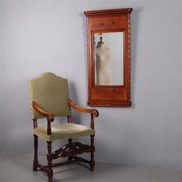 Grote foto antieke spiegels rijk ingelegde noten en mahonie spiegel met facet geslepen glas no.752837 hoogte antiek en kunst spiegels