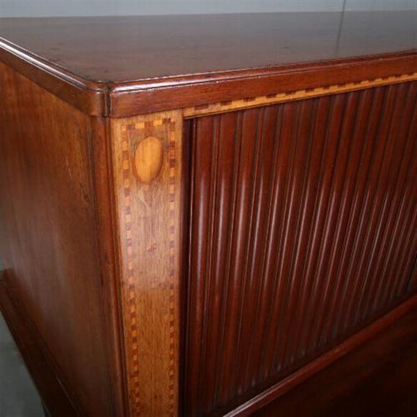Grote foto antieke mahonie werktafel in louis seize stijl ca. 1890 met 2 grote laden en een opzetkast no.76241 antiek en kunst stoelen en banken