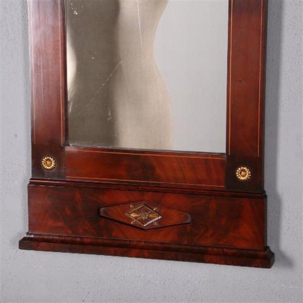 Grote foto antieke spiegel hollandse empire spiegel met brons en inlegwerk ca. 1810 bloemmahonie no.762436 antiek en kunst spiegels