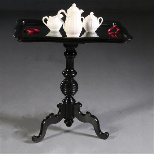 Grote foto antieke bijzettafel wijntafel bijzettafel willem iii ca. 1875 zwart gepolitoerd no. 782323 antiek en kunst stoelen en banken