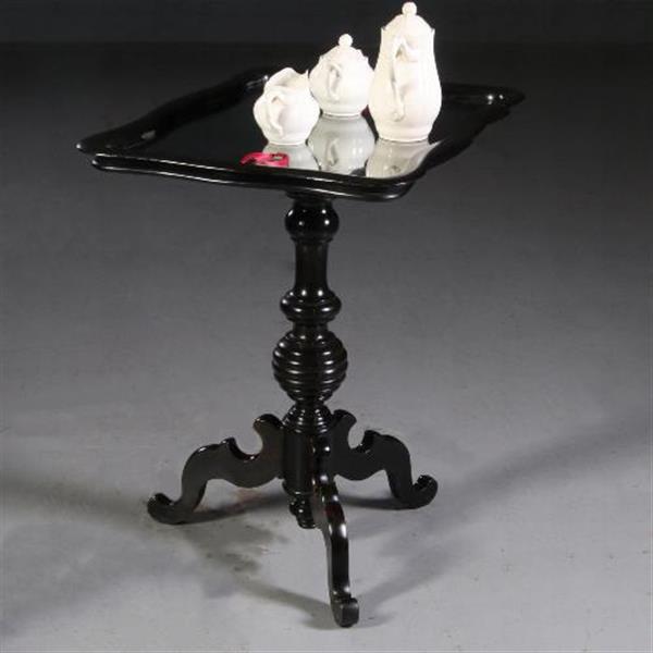 Grote foto antieke bijzettafel wijntafel bijzettafel willem iii ca. 1875 zwart gepolitoerd no. 782323 antiek en kunst stoelen en banken