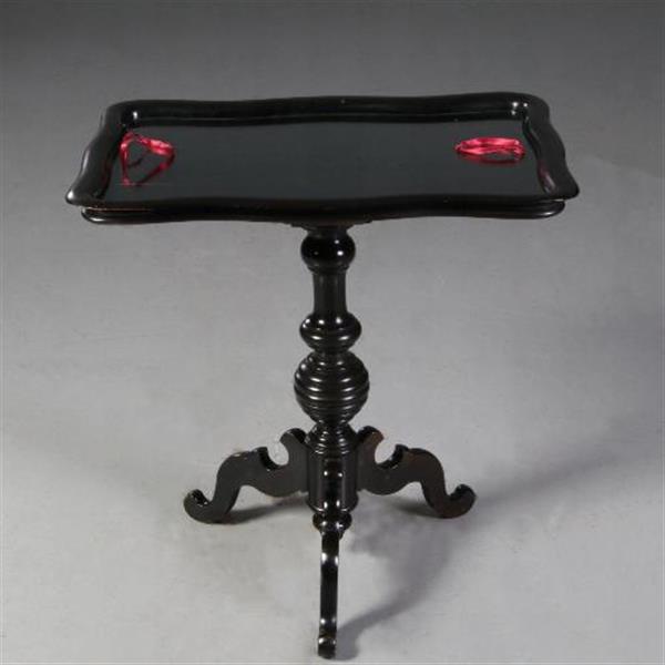 Grote foto antieke bijzettafel wijntafel bijzettafel willem iii ca. 1875 zwart gepolitoerd no. 782323 antiek en kunst stoelen en banken