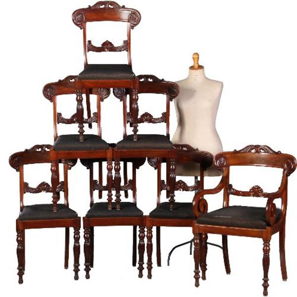 Grote foto antieke stoelen stel van 6 eetkamerstoelen 1 armstoel ca. 1835 incl. bekleding naar wens no.7 antiek en kunst stoelen en banken