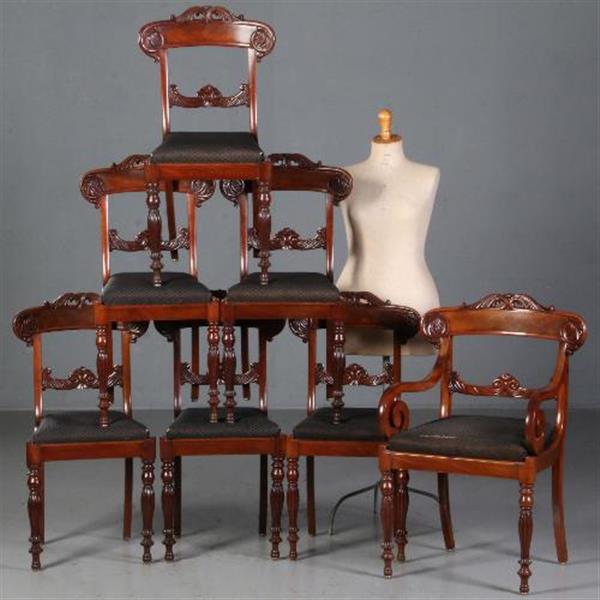 Grote foto antieke stoelen stel van 6 eetkamerstoelen 1 armstoel ca. 1835 incl. bekleding naar wens no.7 antiek en kunst stoelen en banken