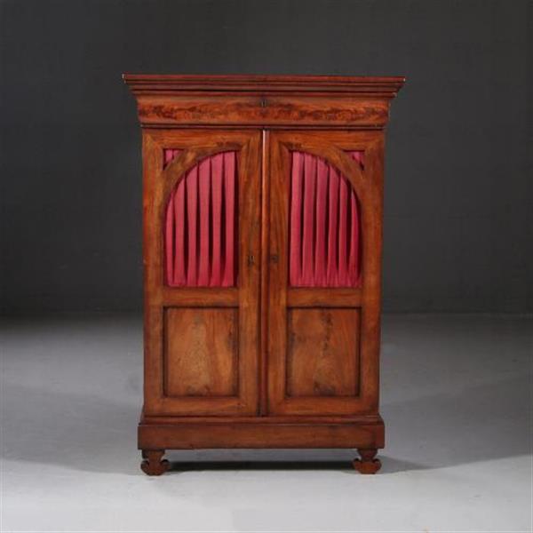 Grote foto antieke kasten kleine vroeg biedermeier tweedeurs boekenkast met uitneembare bespanning ca. 1825 antiek en kunst stoelen en banken