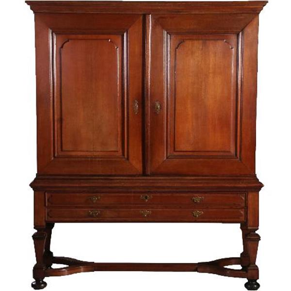 Grote foto antieke kast hollands kruisvoet kabinet ca. 1735 met 7 laden in fraaie geboende kleur no.782760 antiek en kunst stoelen en banken