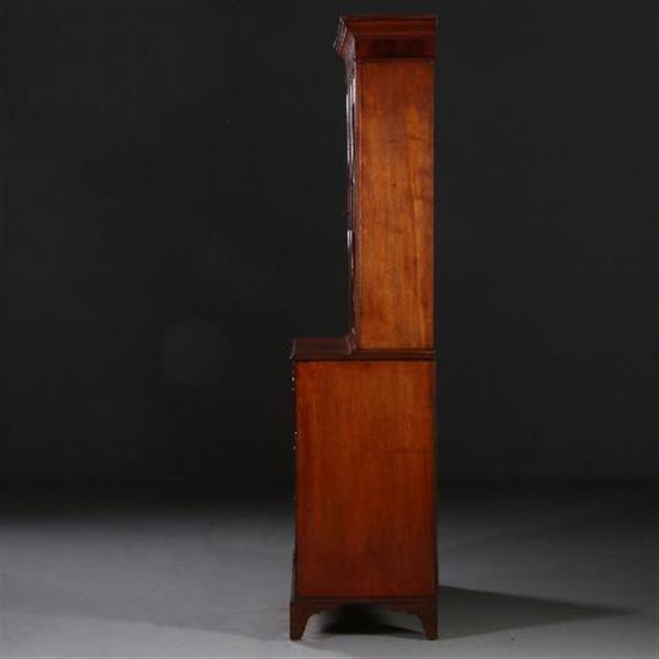 Grote foto antieke kasten buro bookcase schrijfklep met groen leer ingelegd mahonie ca. 1820 no.820311 antiek en kunst stoelen en banken