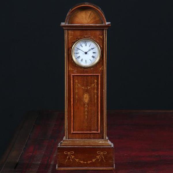 Grote foto antiek varia miniatuur staand horloge engels ca.1875 in mahonie met inlegwerk no.822151 antiek en kunst overige in antiek gebruiksvoorwerpen