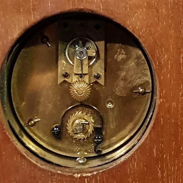 Grote foto antiek varia miniatuur staand horloge engels ca.1875 in mahonie met inlegwerk no.822151 antiek en kunst overige in antiek gebruiksvoorwerpen
