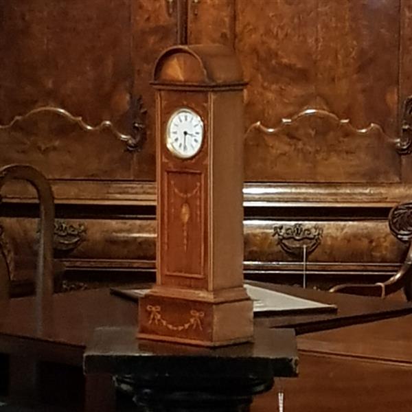 Grote foto antiek varia miniatuur staand horloge engels ca.1875 in mahonie met inlegwerk no.822151 antiek en kunst overige in antiek gebruiksvoorwerpen