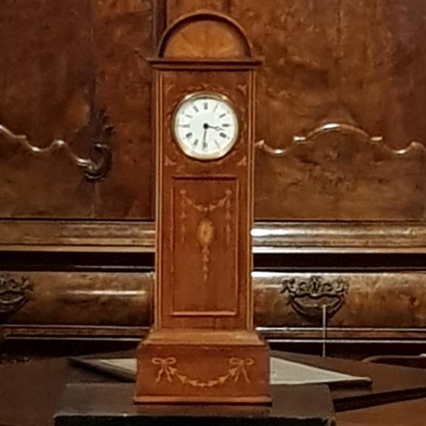 Grote foto antiek varia miniatuur staand horloge engels ca.1875 in mahonie met inlegwerk no.822151 antiek en kunst overige in antiek gebruiksvoorwerpen