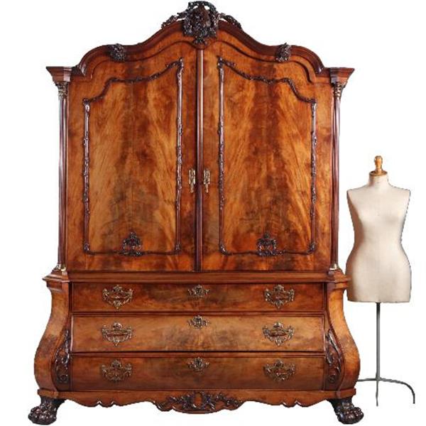 Grote foto antieke kast hollands bloemmahonie gebogen transition kabinet 1790 no.841215 antiek en kunst stoelen en banken