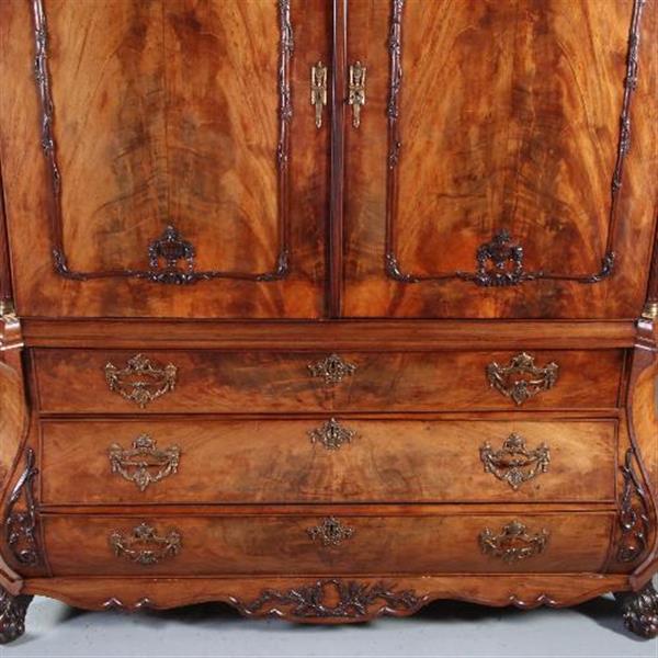 Grote foto antieke kast hollands bloemmahonie gebogen transition kabinet 1790 no.841215 antiek en kunst stoelen en banken