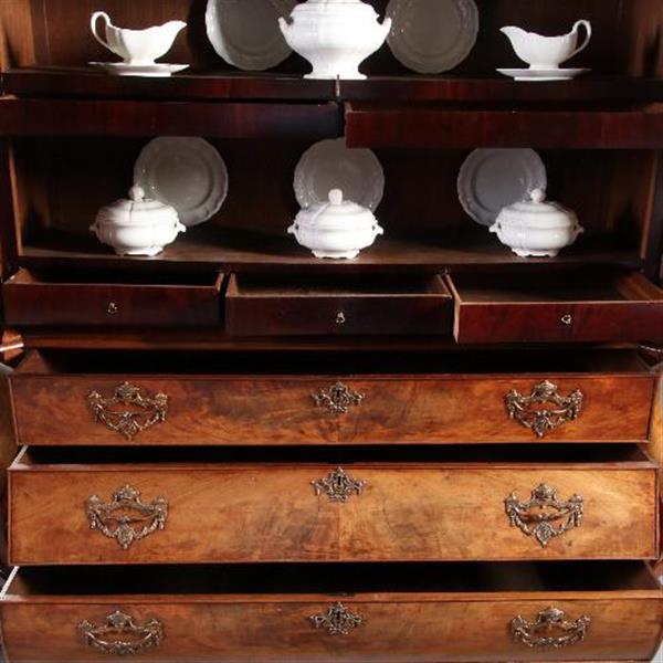 Grote foto antieke kast hollands bloemmahonie gebogen transition kabinet 1790 no.841215 antiek en kunst stoelen en banken