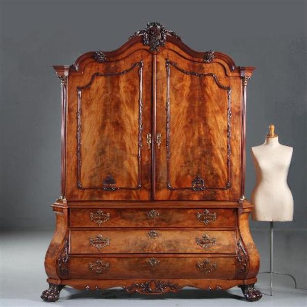 Grote foto antieke kast hollands bloemmahonie gebogen transition kabinet 1790 no.841215 antiek en kunst stoelen en banken