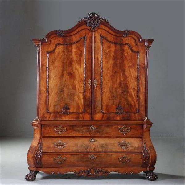 Grote foto antieke kast hollands bloemmahonie gebogen transition kabinet 1790 no.841215 antiek en kunst stoelen en banken