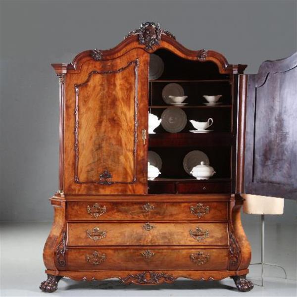 Grote foto antieke kast hollands bloemmahonie gebogen transition kabinet 1790 no.841215 antiek en kunst stoelen en banken