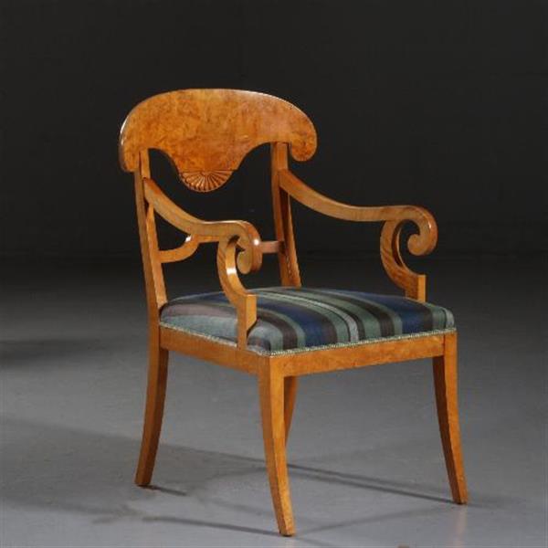 Grote foto antieke stoelen stel van 6 blonde biedermeier stoelen in berkenwortel incl. stof naar keus no.841 antiek en kunst stoelen en banken