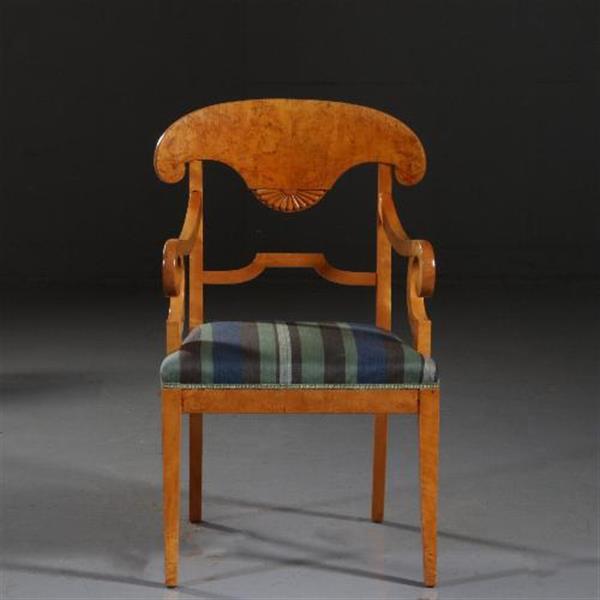 Grote foto antieke stoelen stel van 6 blonde biedermeier stoelen in berkenwortel incl. stof naar keus no.841 antiek en kunst stoelen en banken