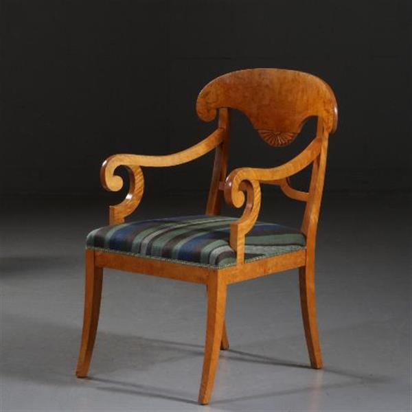 Grote foto antieke stoelen stel van 6 blonde biedermeier stoelen in berkenwortel incl. stof naar keus no.841 antiek en kunst stoelen en banken