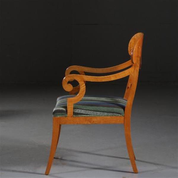 Grote foto antieke stoelen stel van 6 blonde biedermeier stoelen in berkenwortel incl. stof naar keus no.841 antiek en kunst stoelen en banken