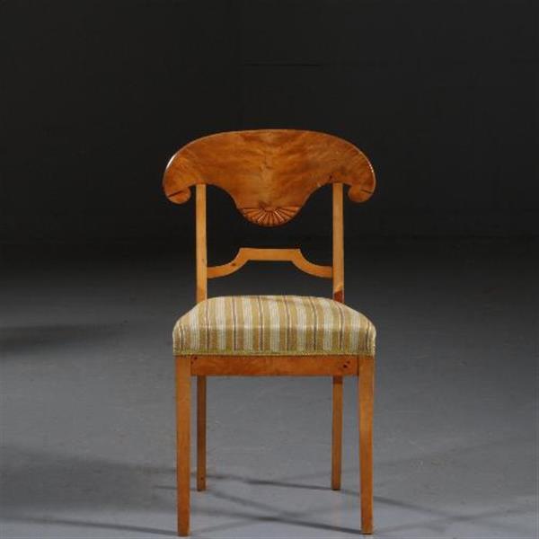 Grote foto antieke stoelen stel van 6 blonde biedermeier stoelen in berkenwortel incl. stof naar keus no.841 antiek en kunst stoelen en banken