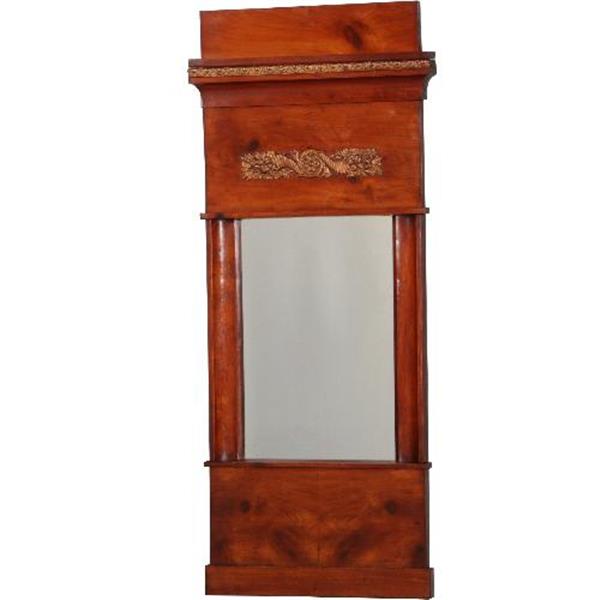 Grote foto antieke spiegel vroeg biedermeier spiegel met dubbele kap en brons beslag 1825 kersenhout no.851 antiek en kunst spiegels
